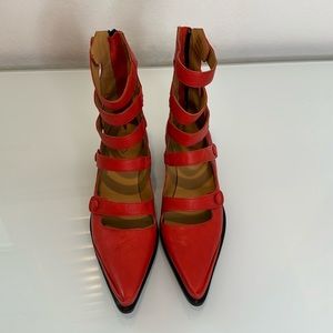 John Fluevog Red Gladiator Sandals